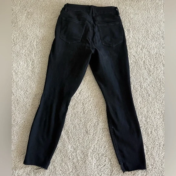 Good American  Skinny Black Distressed Crop Jeans Size 8 - Picture 5 of 6